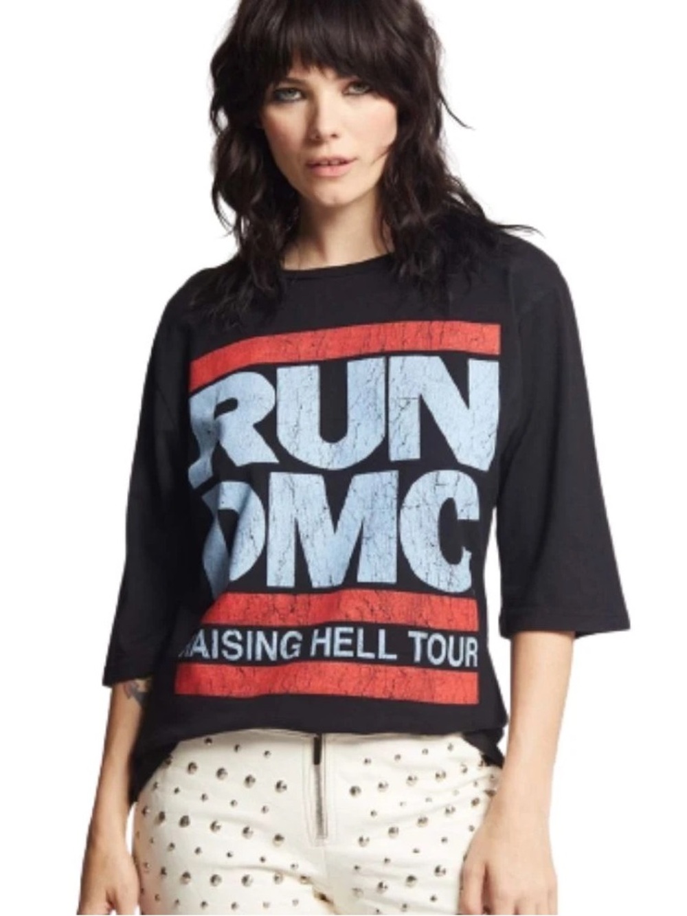 Recycled Karma Run-DMC Raising Hell Tour 3/4 Sleeve Tee in black size XS NWOT